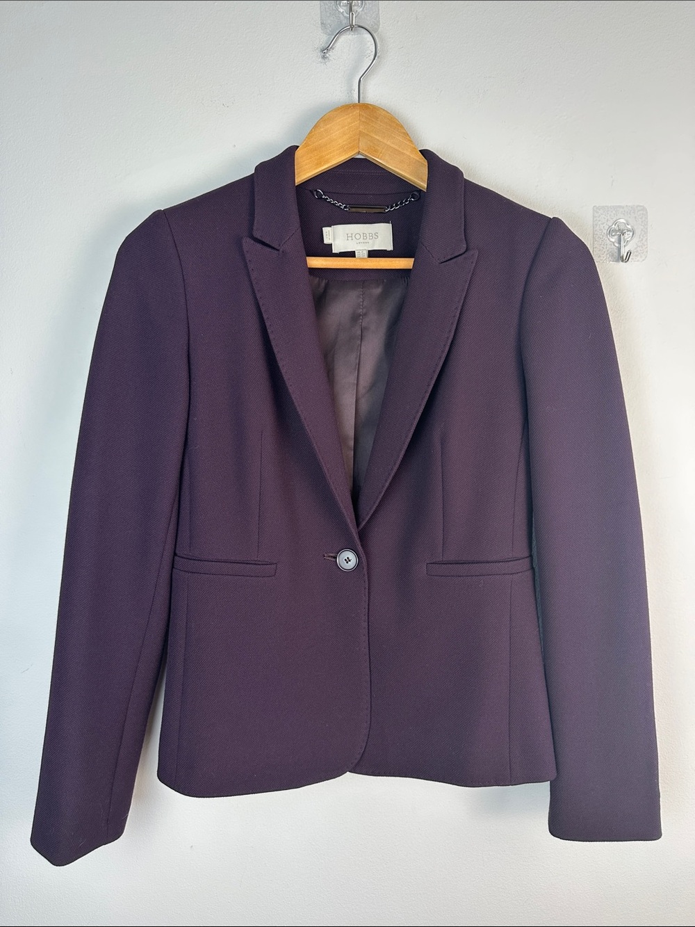 NWOT Hobbs London Vivienne Jacket Abuergine Single Button Blazer Size 4 Office - Picture 3 of 16